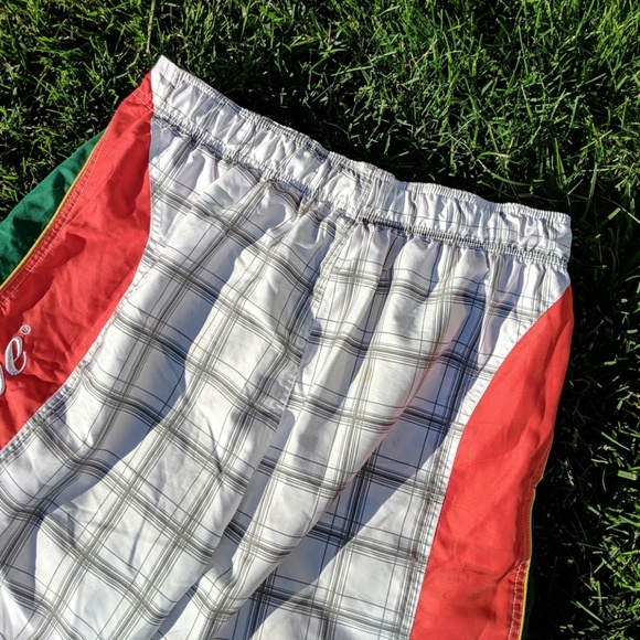 Red stripe men's boys swim trunks L - Picture 7 of 8